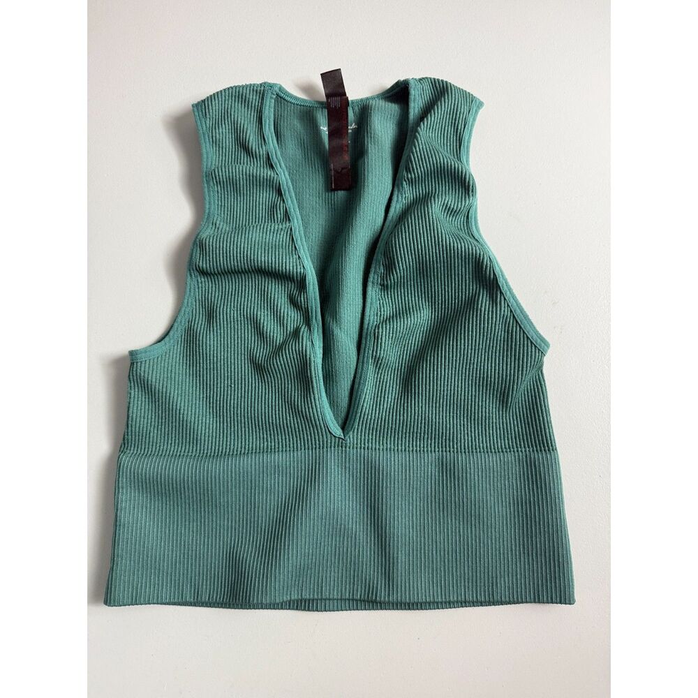 Urban Outfitters Out From Under Hailey Plunging Bra Top Green Ribbed Size M